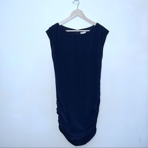 Shoshanna Navy Blue Ruched Silk Dress